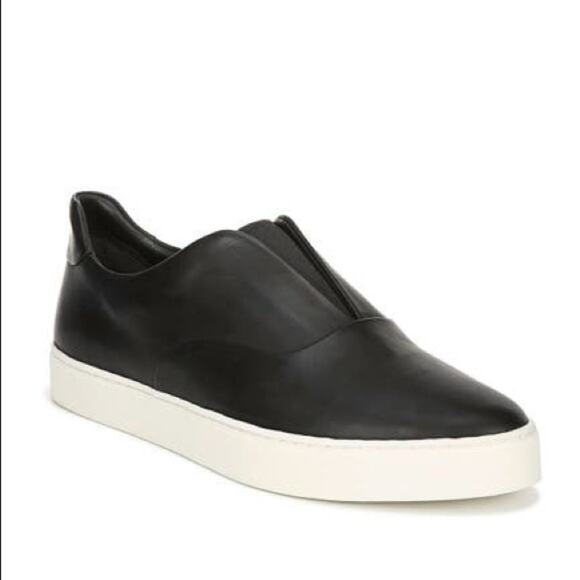 5/$30 Vince Galia Slip On Leather Sneakers Black Sz - Picture 1 of 8